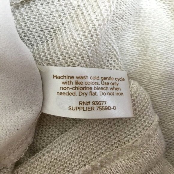 Decree Womens Beige Lightweight Knit Sheer Sweater Pleated Flowly Back Panel - Picture 9 of 9